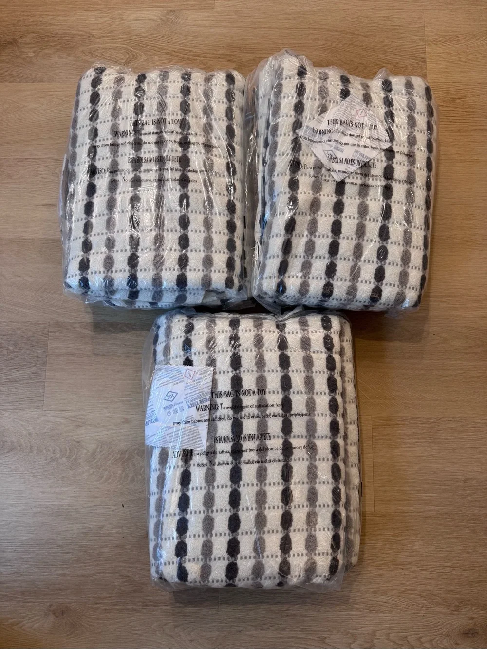 NEW 2 Piece Bath Towel Set Spice Asher Weave 100% Cotton Grey - 3 pack bundle